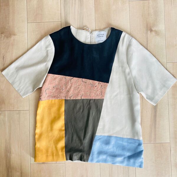 UNITED TOKYO カラーブロッキングフェイクスエードTシャツ