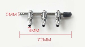 【送料無料】３分岐管　エアーコック 水槽用品　エアー調整用　内径4mmのエアーチューブ接続　即