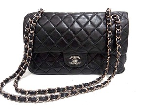 やや使用感有り CHANEL シャネル マトラッセ Wフラップ チェーンショルダーバッグ シルバー金具