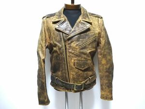 G.S.C.ON TIME USA 90s-00s vintage original LEATHER JACKET L size / オンタイム ライダースジャケット 革ジャン ヤレ感 激渋 メンズ