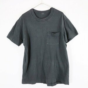 80年代 UNKNOWN 半袖Ｔシャツ ストリート 片ポケット 耳付き シングルステッチ 無地 ブラック (メンズ L相当) N5765 /1円スタート