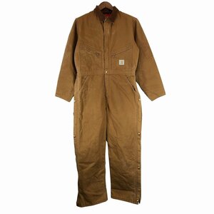 Carhartt カーハート ダック生地 オールインワン 防寒 ワーク アメカジ ブラウン (メンズ Lサイズ相当) 中古 古着 O9773