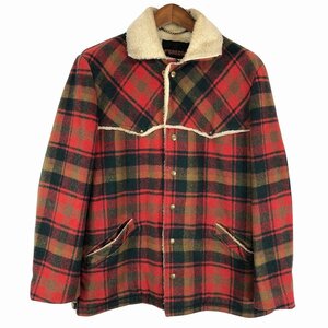 70年代 USA製 McGregor マックレガー ウール ジャケット 防寒 防風 アメカジ チェック レッド (メンズ 42) 中古 古着 O9879