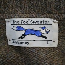 80年代 JC Penny モックネック ウールニット セーター 防寒 アメカジ ラグランスリーブ ブラウン (メンズ L) N7569 /1円スタート_画像9
