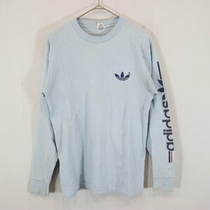 80年代 USA製 adidas アディダス ワンポイントロゴ 長袖Ｔシャツ シングルステッチ ライトブルー (メンズ M) N8421 /1円スタート