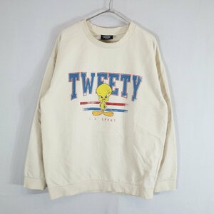 LOONEY TUNES ルーニーチューンズ トゥイーティー スウェット アメカジ キャラ ホワイト (メンズ S/M) N8495 /1円スタート