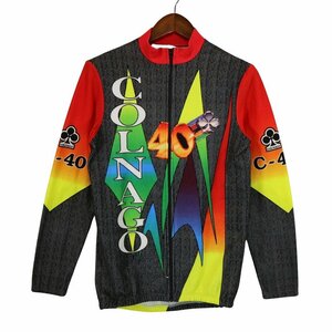 SALE// イタリア製 COLNAGO フリースジャケット 防寒 ロードバイク ジップアップ レッド (メンズ L) O4695
