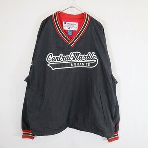 Champion チャンピオン プルオーバー ナイロンジャケット 企業 Central Marble ワッペン ブラック (メンズ XL) N8895 /1円スタート