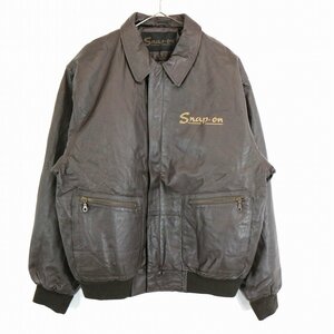 SnapOn スナップオン Retro Leather Jkt レザージャケット 防寒 アメカジ 裏地キルティング ブラウン (メンズ L) N9245 /1円スタート