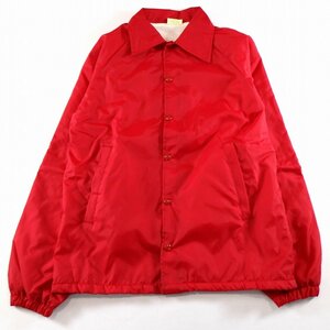 80年代 USA製 AUBURN Sportswear コーチジャケット アメカジ ラグランスリーブ 背面ロゴプリント レッド (メンズ S) N9481 /1円スタート