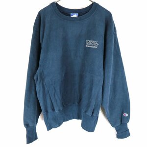 Champion チャンピオン リバースウィーブ スウェット 刺繍ロゴ 丸首 ネイビー (メンズ M) O0200 /1円スタート