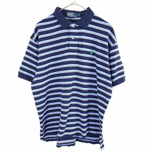 Polo by Ralph Lauren ポロバイラルフローレン ワンポイントロゴ ポロシャツ ボーダー ネイビー (メンズ M) O0496 /1円スタート