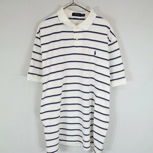 Polo by Ralph Lauren ポロバイラルフローレン ボーダー柄 半袖 ポロシャツ ホワイト (メンズ XL) O0521 /1円スタート