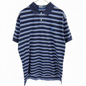 Polo by Ralph Lauren ポロバイラルフローレン ワンポイントロゴ ポロシャツ ボーダー ネイビー (メンズ M) O0488 /1円スタート