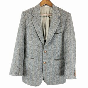 SALE///// 80年代 USA製 Harris Tweed ハリスツイード ウール テーラードジャケット フォーマル ヘリンボーン グレー (メンズ 38) O9242