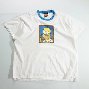 F□00年代 The Simpsons シンプソンズ プリント 半袖 Tシャツ アニメ キャラクター ホーマー ホワイト 白 (XL) 中古 古着 k4791