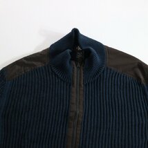 F□ Calvin Klein カルバンクライン ジップアップ 長袖 コットンニット セーター 切替 ハイネック ネイビー 紺 (XL) 中古 古着 k4651_画像3