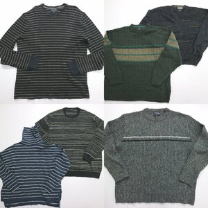 ◎ニットセーター素材MIX set タートルネック ボーダー 他 (メンズ2XL/XL) 6枚セット まとめ売り 古着卸 1円スタート KN10-1 MQ3914