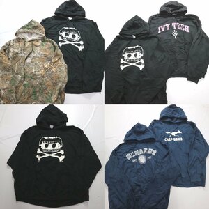 ◎カラー系スウェットパーカーMIX set 総柄 プリント 他 (メンズ5XL/4XL/3XL/2XL/XL) 7枚セット まとめ売り 古着卸 1円スタート MQ6183