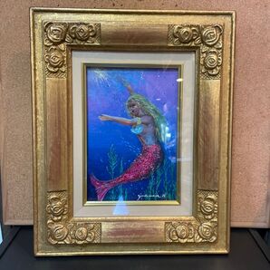 絵画 油絵 マーメイド 金縁額 名あり