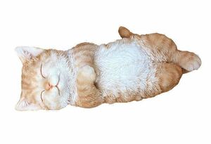 リアルでかわいい猫の置物♪　ゴロ猫　ごろ寝ネコ　居眠り猫　茶トラ　子猫　キャットオーナメント