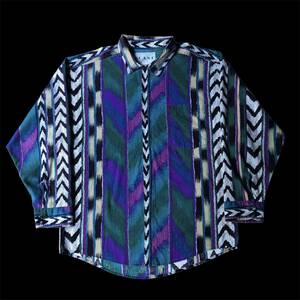 80s Frank Native Pattern Open Collar Shirt made in USA XLサイズ 80年代 フランク ネイティブ柄 オープンカラーシャツ アメリカ製 USA製