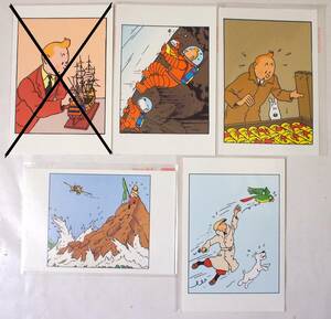 ◆ タンタン　TINTIN の絵葉書、ポストカード 4枚 送料込み