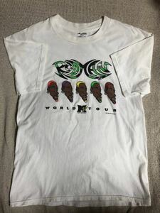 ヴィンテージ/ビンテージ 激レア 若干使用感有 96年 チャンピオン製 DENNIS RODMAN/デニス レッドマン MTV WORLD TOUR Ｔシャツ 白 L