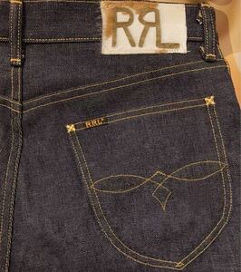 ◆希少◆【RRL】HIGH SLIM COWBOY JEAN リジット デニム ハラコパッチ アメリカ製 ラルフローレン ヴィンテージ LEE RIDERS levis レザー