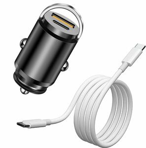 カーチャージャー 2ポート シガーソケットUSB 車載充電器　PD 30W& QC3.0対応　USB-C & USB-Aポート