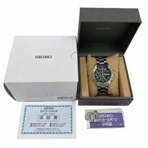 【即決】 セイコー SEIKO クロノグラフ デイト 100M SS クォーツ ブラック 文字盤 腕時計 7T92 0DW0 メンズ シルバー 箱あり 美品