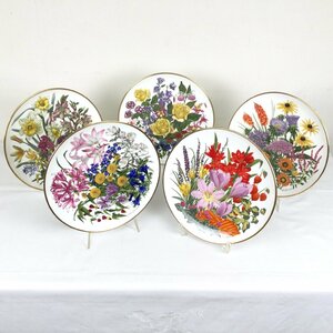 1211 FRANKLIN PORCELAIN フランクリンポーセリン FLOWERS OF THE YEAR PLATE COLLECTION 3月 6月 9月 10月 11月 5枚セット プレート 27cm