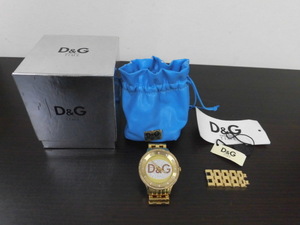 D&G TIME DOLCE＆GABBANA ドルガバ DW0379 メンズ腕時計 ゴールドカラー 不動 激安1円スタート