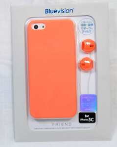 ♣　iPhone5c◆Bluevision イアホンパッド付ハードケース Neon Orange◆985y ♣