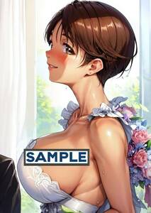 スーパーリアル麻雀 遠野みづき ウエディングドレス 結婚式 巨乳 同人イラスト ポスター A4サイズ 3点以上落札でおまけ付き 8