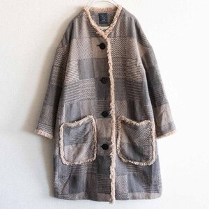 【美品】mina perhonen【agora ノーカラー コート】36 ミナペルホネン 2311158