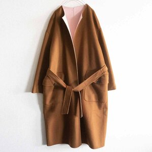 【最高級】 MAX MARA STUDIO Cucito a Mano【ベルテッド ロング コート】40 リバーシブル ウールマックスマーラ 2311292