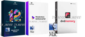 【台数制限なし】 - Wondershare - Filmora 12 Ver 12.4.2 + Wondershare UniConverter 15 Ver 15.0.4.560 + dvd memory 6.1.9.5 Mac版