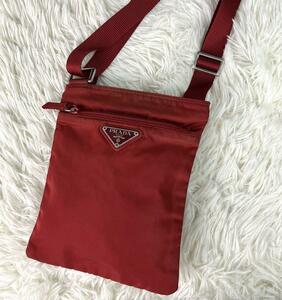 美品 PRADA プラダ 三角ロゴ ナイロン レザー ショルダーバッグ アマゾン カメラバッグ サコッシュ ポシェット 三角プレート