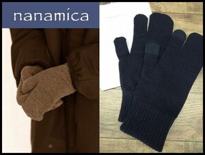 送無 新品 定価13,200 nanamica ナナミカ 22AW SUKF260 TECH GLOVES 光電子 カシミヤ混 ニット グローブ 手袋 テックグローブ 紺 ②