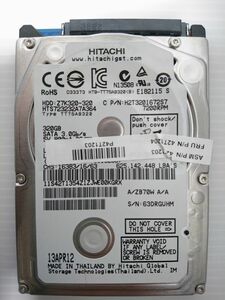 ★ジャンク品★薄型　日立 ハードディスク・HDD HTS723232A7A364 /320GB /7200 rpm/2.5インチ ★