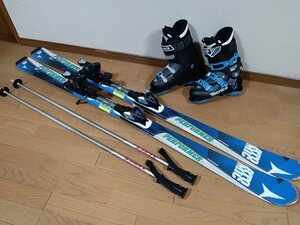 軽量 成人用カービングスキー3点セット 板162cm ブーツ26-26.5cm ストック116cm