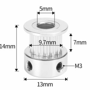 タイミングプーリー 3Dプリンター GT2同期ホイール 16歯 内径5mm 高14mm ベルト幅6mm 2個セットの画像2