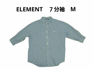 エレメント　ELEMENT　ギンガムチェック　７分袖丈 シャツ　Mサイズ