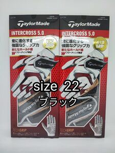 【新品未使用】テーラーメイド ゴルフグローブ インタークロス5.0 左手　22 　ブラック　2個セット