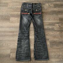 rare 00s japanese label semantic design mulch gimmick weathered flare jeans denim フレアパンツ tornado mart lgb goa archive y2k ①_画像2