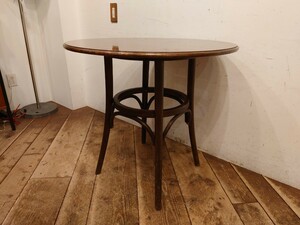 チェコ製 ビンテージ ベントウッド ラウンドテーブル パブテーブル 直径80cm/モダン曲木 丸テーブル ダイニングテーブル カフェ 店舗什器