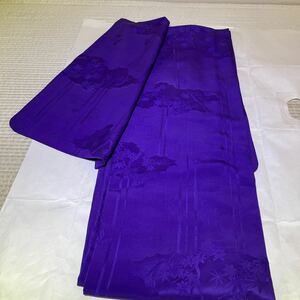 色無地　正絹　竹笹　枝紅葉　一つ紋付き　紫色地　着物　和服　和装　着物コーデ　リメイク　染め替え　衣装　百貨店　高級