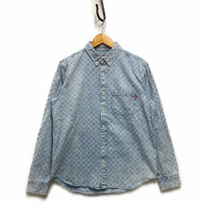 SUPREME シュプリーム 18AW Checkered Denim shirt チェッカー柄 デニム 長袖シャツ ライトブルー サイズM 正規品 / 32635