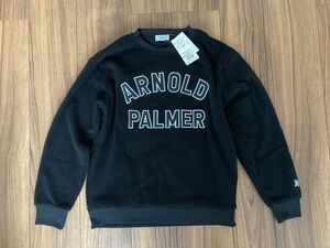 Arnold Palmer スウェット ボアフリース ロゴ プルオーバー　アーノルドパーマー　黒　XSサイズ（レディースS、M）